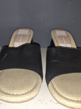 Dolce Vita Black Slide Mules with Woven Footbed